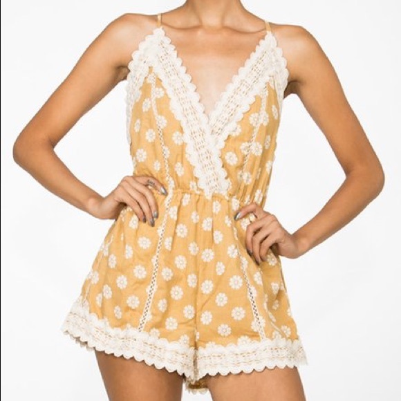 ILLA ILLA Pants - Illa Illa Mustard Crochet Romper